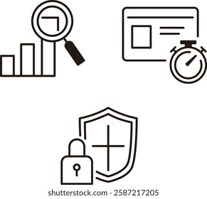 Set of three web-related simple icons