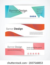 set of three website banner with clean and modern design 