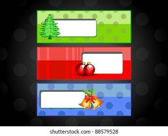 a set of three website header & banners on circle background