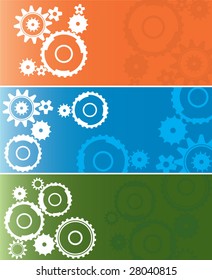 Set of three wheel industrial backgrounds