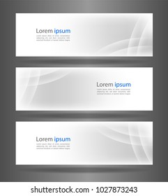 Set three white abstract modern banner texture. Vector banner background for web banner design.Vector illustration