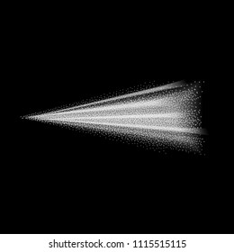 Set of three white dotted spray different forms isolated on black background