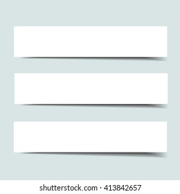 Set of three white empty banners. Paper banners. Vector illustration, eps 10