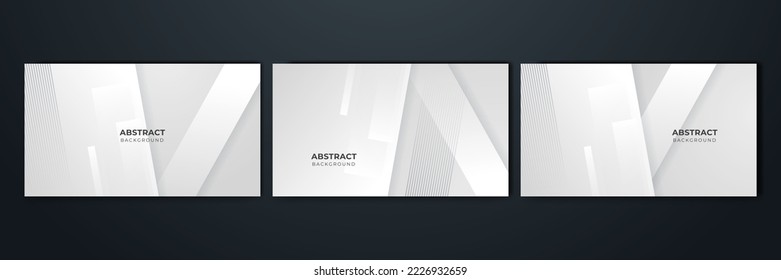 Set of three white presentation background for multipurpose occasion such as seminar, talk, webinar, university lecture, game event and much more
