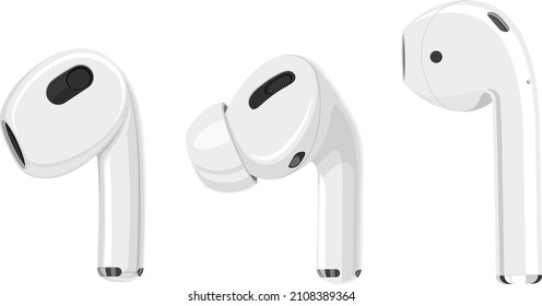 set of three white wireless headphones	
