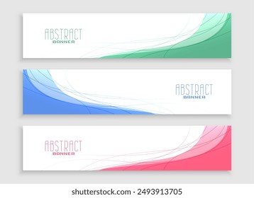 set of three wide web business header layout for corporate presentation vector