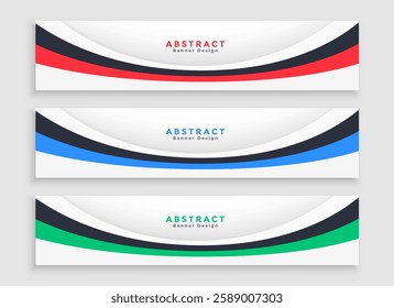 set of three wide web corporate footer template for cover page vector