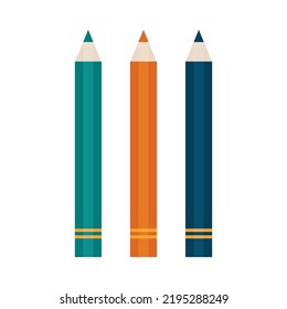 set of three wood colorful pencils