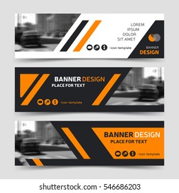 Set von drei gelben horizontalen Business-Banner-Vorlagen. Website-Header, Corporate Identity Design, modernes Technologie-Hintergrund-Layout, eps10.