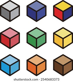 Un conjunto de iconos de cubo tridimensionales.