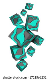 A set of three-dimensional cubes. Abstract composition made of 3D cubes. Design for decoration.