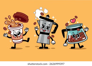 Conjunto de tres cafés de goma