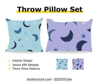 set of throw pillow isolated