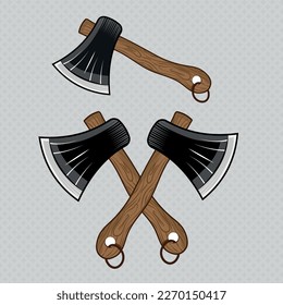 Set of throwing axe icon, throwing axe Vector illustration, throwing axe set vector sticker. Axe Throwing in wood. svg