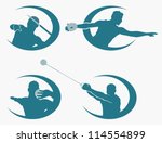 Set of throwing sports symbols - vector illustration