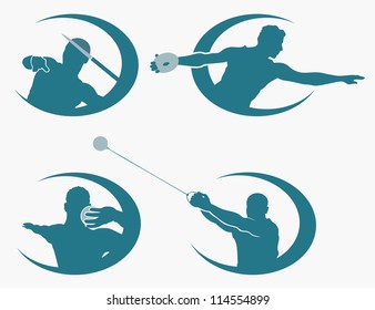 Set of throwing sports symbols - vector illustration