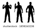 Set of thug man with belt silhouette vector