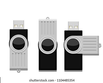 Set of thumb drive on transparent background