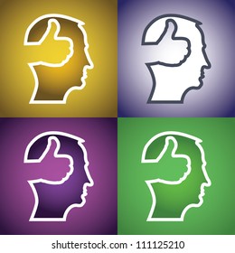 set of thumb up in head illustration