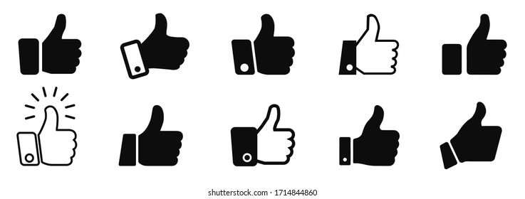 Set thumb up icon, i like it, Yes, good sign – stock vector