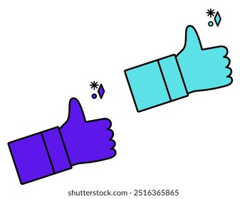 Set thumb up icon vector. Finger up symbol. I like sign isolated on white background - vector illustration