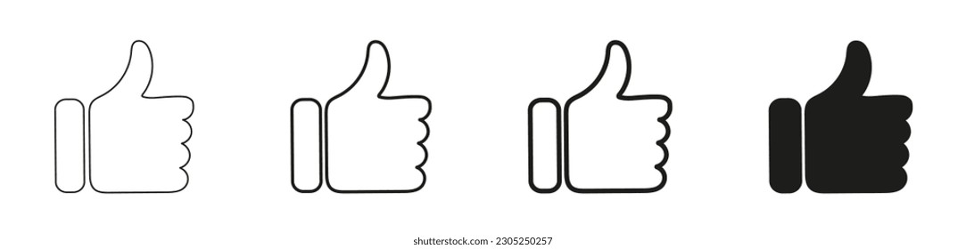 Set thumb up icon vector. like sign, like symbol, line icon, vector illustration EPS 10