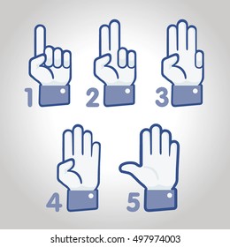 Set of thumb up icons. Numbers.