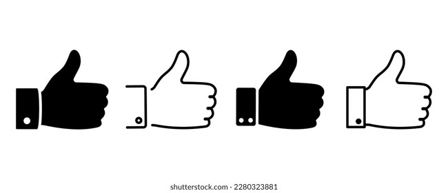 Juego de iconos de los vectores. Gesto de dedo. Símbolo bueno, vale, sí, está de acuerdo o mejor. Vector 10 Eps.