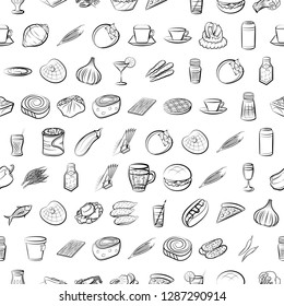 Set of thumbnails. Background for printing, design, web. Usable as icons. Seamless. Monochrome binary, black and white.