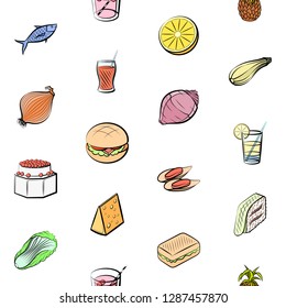 Set of thumbnails. Background for printing, design, web. Usable as icons. Seamless. Colored.