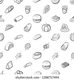 Set of thumbnails. Background for printing, design, web. Usable as icons. Seamless. Monochrome binary, black and white.