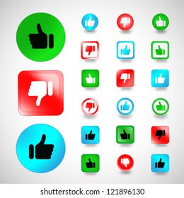 Set of Thumbs Up and Down icons Isolated on gray background - Vector illustration, Graphic Design, Logo Symbol