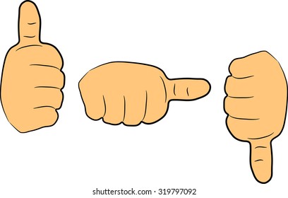 Set Of Thumbs Up and Down - Icons Isolated On White Background
