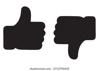 Conjunto de pulgares hacia arriba y pulgares hacia abajo iconos conjunto. Me gusta y no me gusta la colección de Vector sobre fondo transparente. Ilustración vectorial .