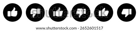Set of thumbs up and thumbs down icons. Perfect for UI design, feedback, voting, ratings, and approval or rejection systems. Vector symbols for web or apps. Icons, vector, symbols.