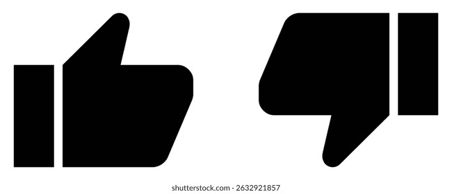 Set of thumbs up and thumbs down icons. Suitable for feedback, voting, review, approval, and disapproval illustrations. Icons, vector, like, dislike.