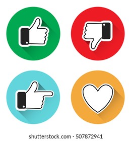 Set of thumbs up icons thumbs down