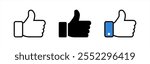 Set of thumbs up icons, like symbols, vector illustration isolated on transparent or white background, vector 10 eps.