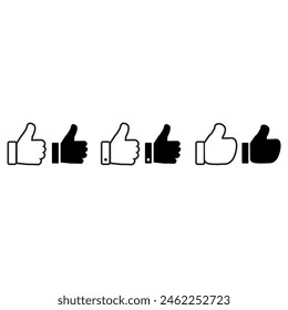 Set of thumbs up icons. Thumb. Thumb icon collection. Vector illustration.