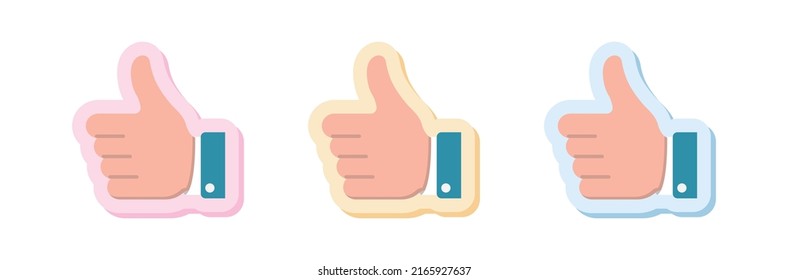 Set of thumbs up signs, vector business success like good idea icons