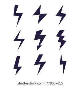 Set of Thunder and Bolt Lighting Flash Icons