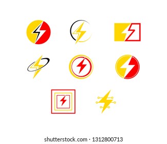 Set of Thunder and bolt lightning flash logo icon template design