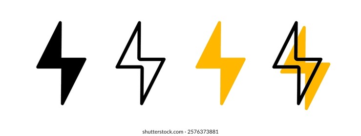 Set Thunder icon flash electric Charge, Bolt, simple Design, vector illustration
