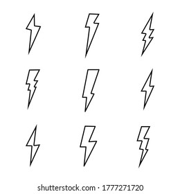 set of Thunder isolate on white background.