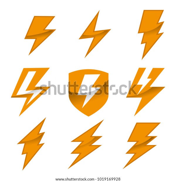 Set Thunder Logo Stock Vector (Royalty Free) 1019169928