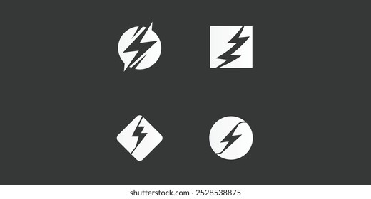 Set von Thunder Logo Design Vektor Vorlage. Thunder Electric Lighting Bolt Logo.