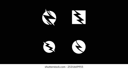 Set of Thunder logo design vector template. Thunder Electric Ligthning Bolt Logo.