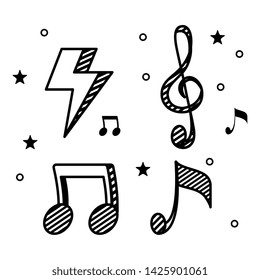 set of thunder with musical melody notes