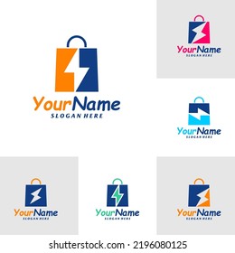 Set of Thunder Shop Logo Design-Vorlage. Fast Shop Logo Konzept Vektor. Kreatives Symbolsymbol