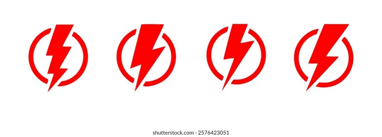 Set of thunderbolt and lightning icons